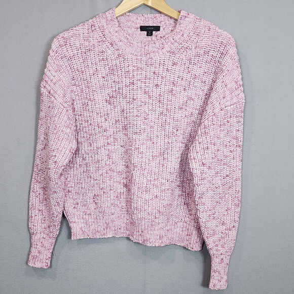 J. Crew Womens Pullover Sweater Pink Marble Cotton Blend Chunky Crew Neck Sz S - Picture 1 of 6